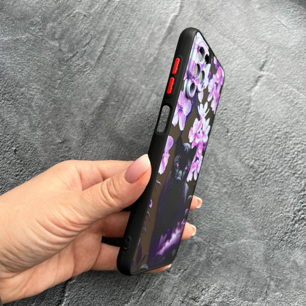 Чохол для Samsung Galaxy A12 / M12 з захистом камери пантера з квітами