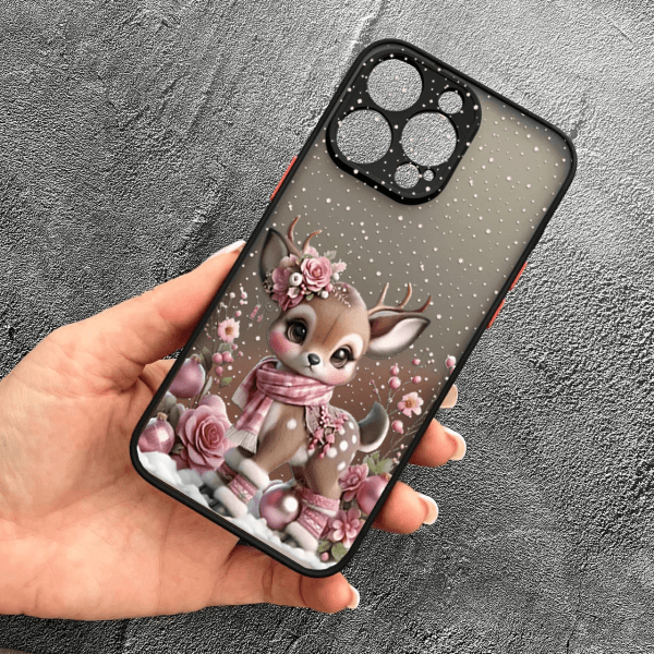Чехол для iPhone 14 Pro с защитой камеры новогодний олененок