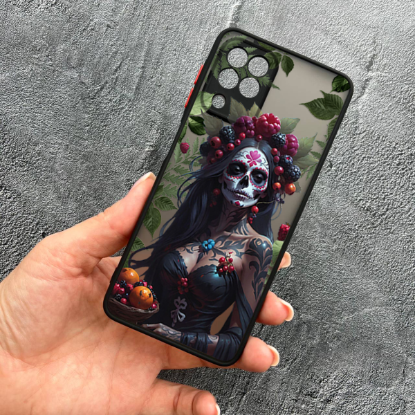 Чохол для Samsung Galaxy A12 / M12 з захистом камери Санта-Муерте з листями