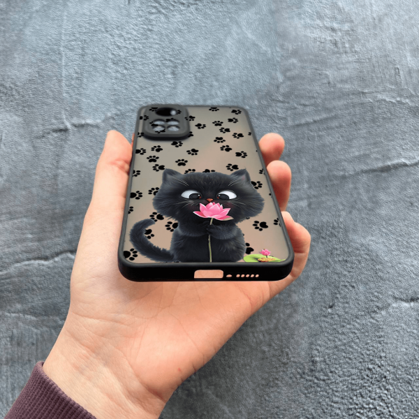 Чехол для Xiaomi Mi 10T / 10T Pro детский с защитой камеры с котом и цветком