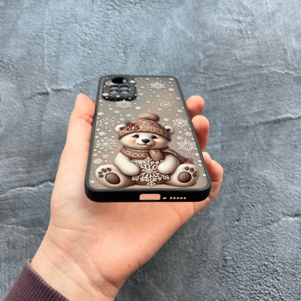 Чехол для Xiaomi Mi 10T / 10T Pro с защитой камеры с новогодним мишкой