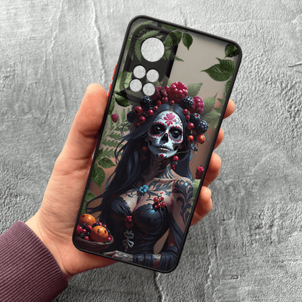 Чохол для Xiaomi Mi 10T / 10T Pro з захистом камери дівчина Санта-Муерте та листями