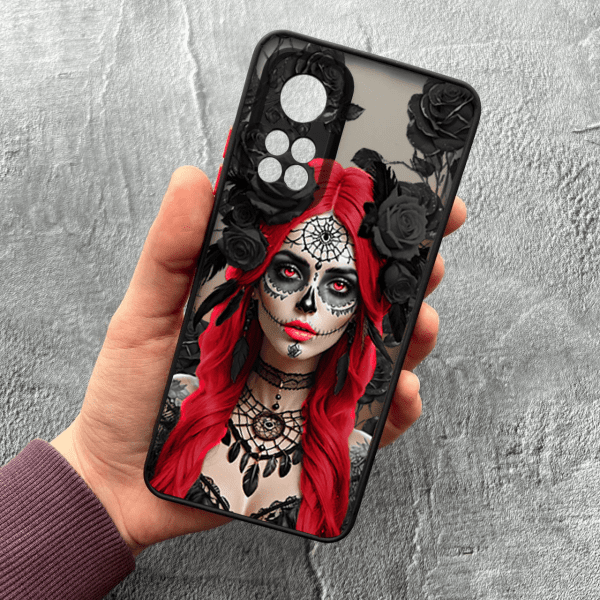 Чохол для Xiaomi Mi 10T / 10T Pro з захистом камери дівчина Санта-Муерте у трояндах