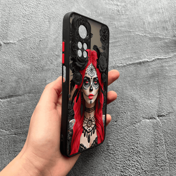 Чохол для Xiaomi Mi 10T / 10T Pro з захистом камери дівчина Санта-Муерте у трояндах