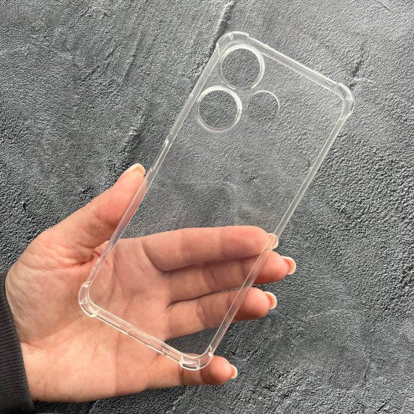 Чехол для Xiaomi Redmi 13 4G с защитой камеры противоударный прозрачный силиконовый чехол