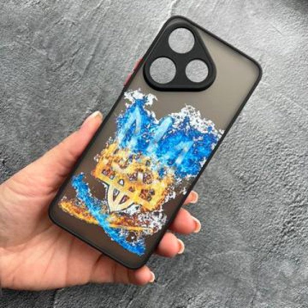 Чехол для Xiaomi Redmi 13 4G с защитой камеры патриотический трезубец украинский