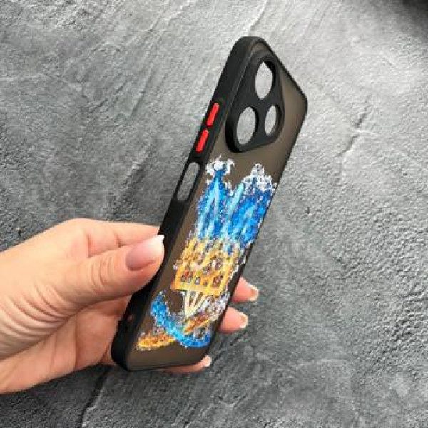 Чехол для Xiaomi Redmi 13 4G с защитой камеры патриотический трезубец украинский