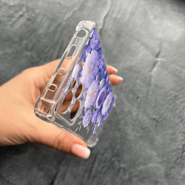 Чохол для Xiaomi Poco X5 Pro 5G з захистом камери з квітами бузкові півонії ніжні протиударний прозорий силіконовий чохол