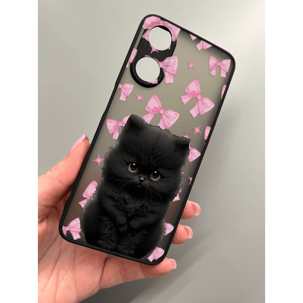 Чехол для Oppo A98 с защитой детский камеры с котиком и бантиками