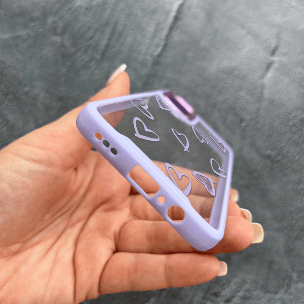 Чехол для Oppo A38 / A18 с сердечками с лавандовым бортиком