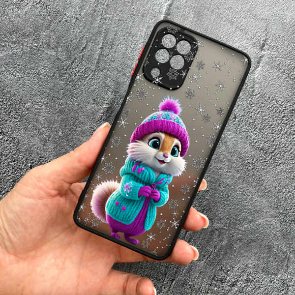 Чохол для Samsung Galaxy A22 4G / M32 / M22 з захистом камери зимовий чохол з пухнастим звірком