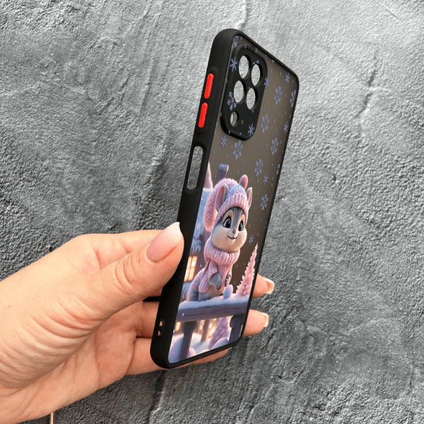 Чехол для Samsung Galaxy A22 4G / M32 / M22 с защитой камеры хомячек в розовой шапочке новогодний