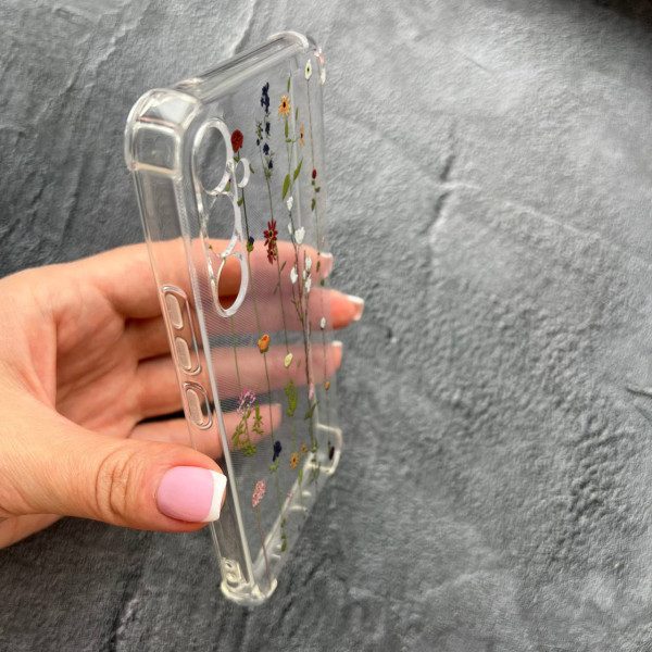 Чехол для Samsung Galaxy M35 с защитой камеры с цветами лианами противоударный прозрачный силиконовый чехол