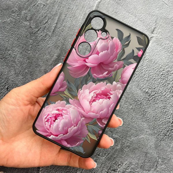 Чехол для Samsung Galaxy M35 с защитой камеры с цветами крупными пионами