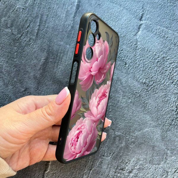 Чехол для Samsung Galaxy M35 с защитой камеры с цветами крупными пионами