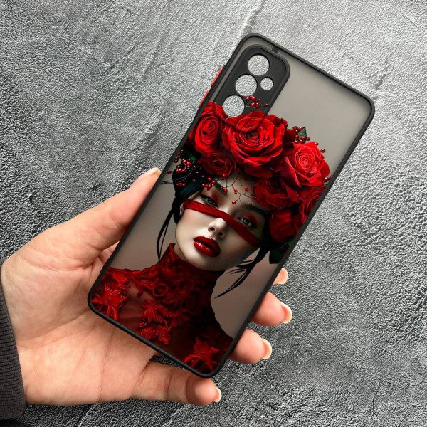 Чохол для Samsung Galaxy M52 / M52 5G з захистом камери з дівчинкою та квітами