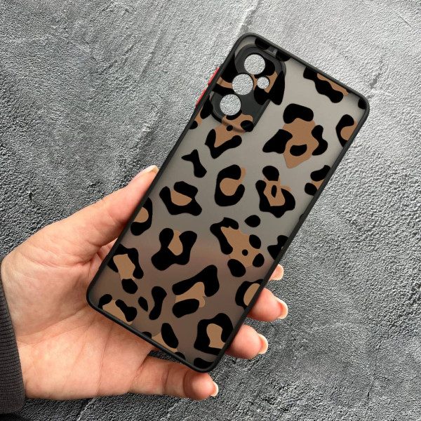 Чехол для Samsung Galaxy M52/M52 5G с защитой камеры с леопардом шоколадным
