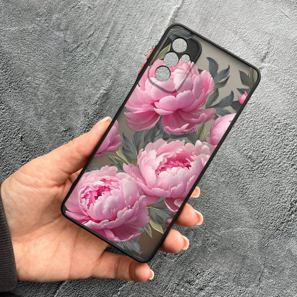 Чохол для Samsung Galaxy M52 / M52 5G з захистом камери з квітами півоніями крупними