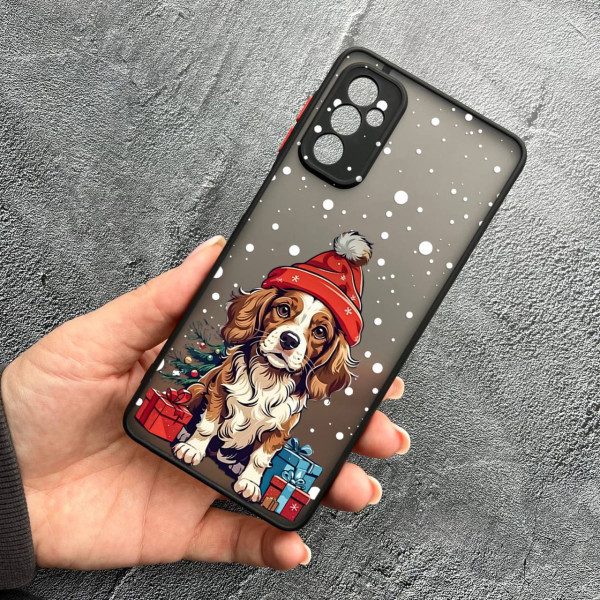 Чохол для Samsung Galaxy M52 / M52 5G з захистом камери з новорічним песиком