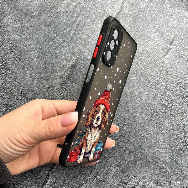Чохол для Samsung Galaxy M52 / M52 5G з захистом камери з новорічним песиком