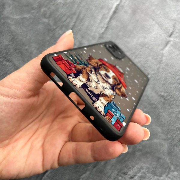 Чехол для Samsung Galaxy M52 / M52 5G с защитой камеры с новогодним песиком