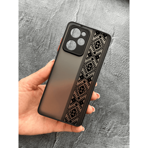 Чехол для Xiaomi Poco X5 Pro 5G с защитой камеры с вышиванкой черная оригинальная