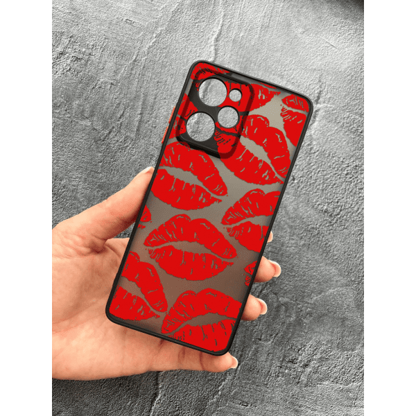 Чехол для Xiaomi Poco X5 Pro 5G с защитой камеры с красными губами