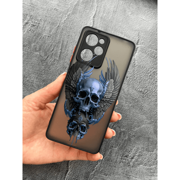Чехол для Xiaomi Poco X5 Pro 5G с защитой камеры с черепом и крыльями
