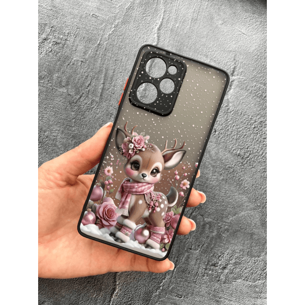 Чехол для Xiaomi Poco X5 Pro 5G с защитой камеры с новогодним олененком