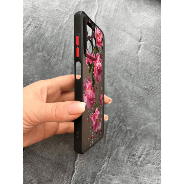 Чехол для Xiaomi Poco X5 Pro 5G с защитой камеры с цветами и дождем