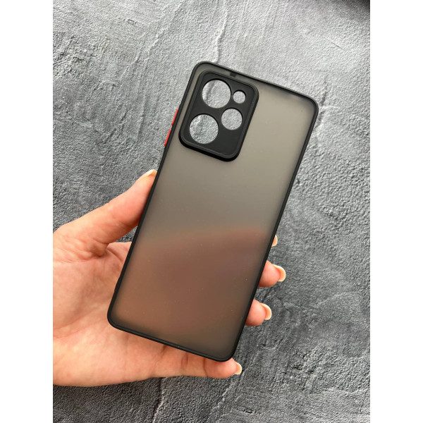 Чехол для Xiaomi Poco X5 Pro 5G матовый пластик с защитой камеры без принта черный бортик