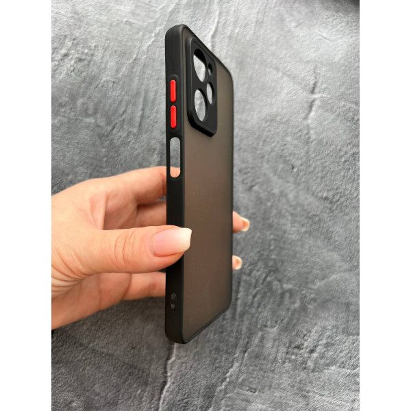 Чехол для Xiaomi Poco X5 Pro 5G матовый пластик с защитой камеры без принта черный бортик