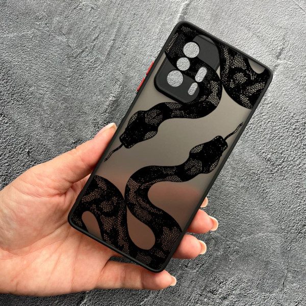 Чехол для Xiaomi 11T / 11T Pro с защитой камеры с черной змеей