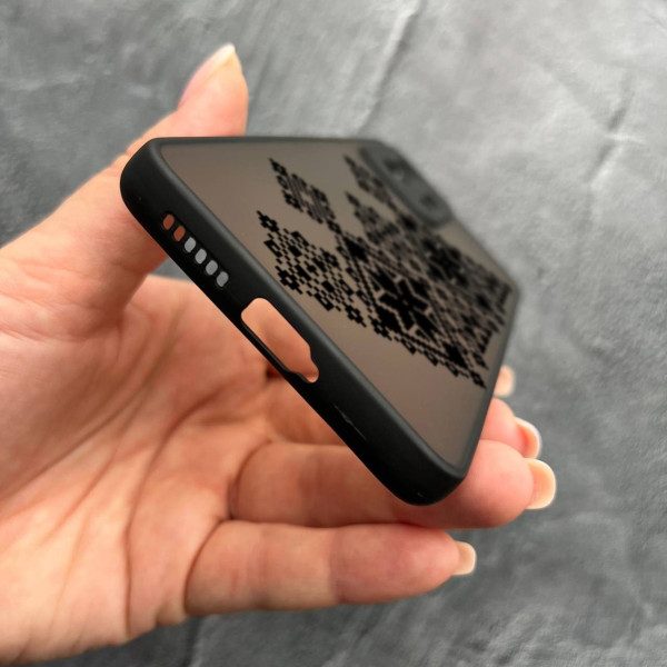 Чехол для Xiaomi 11T / 11T Pro с защитой камеры с вышиванкой черная украинская
