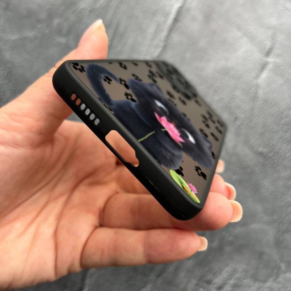 Чехол для Xiaomi 11T / 11T Pro детский с защитой камеры с котом и цветком