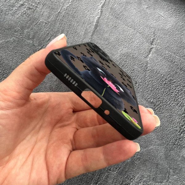 Чехол для Samsung Galaxy A33 детский с защитой камеры с котом и цветком