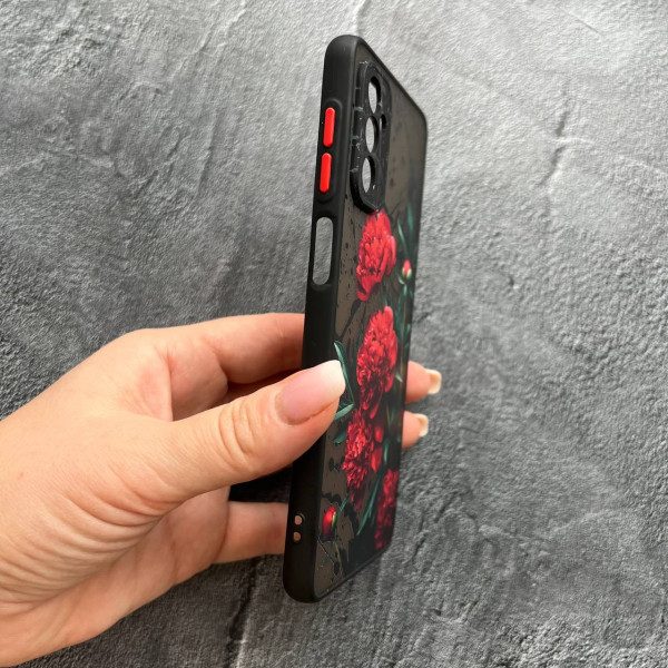 Чохол для Samsung Galaxy M52 / M52 5G з захистом камери з квітами червоні півонії