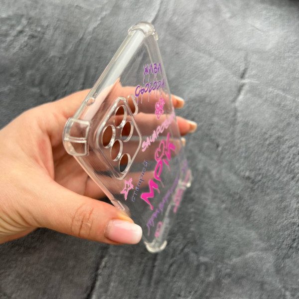 Чехол для Oppo Reno 5 Lite с защитой камеры с надписью мечтай противоударный прозрачный силиконовый чехол