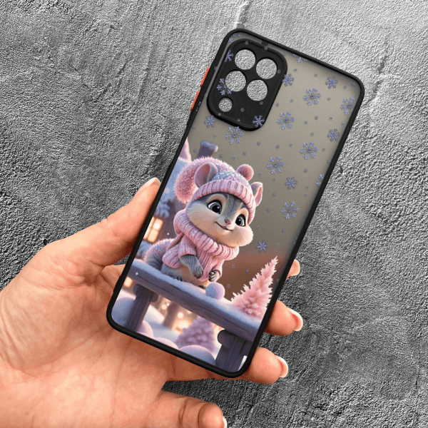Чохол для Samsung Galaxy M33 з захистом камери з хом'ячком у рожевій шапочці новорічний