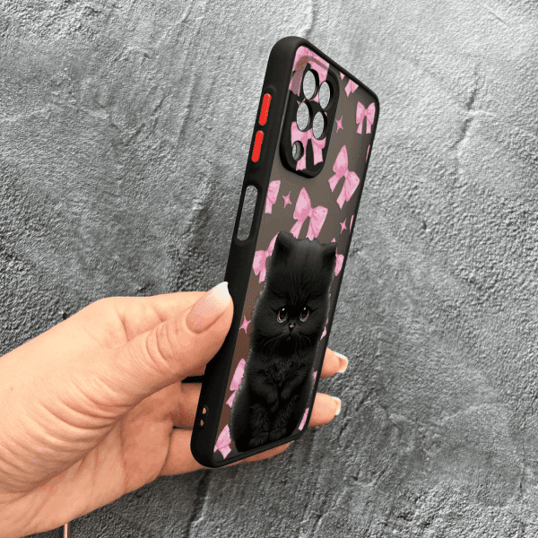 Чохол для Samsung Galaxy M33 з захистом камери з котиком та бантиками