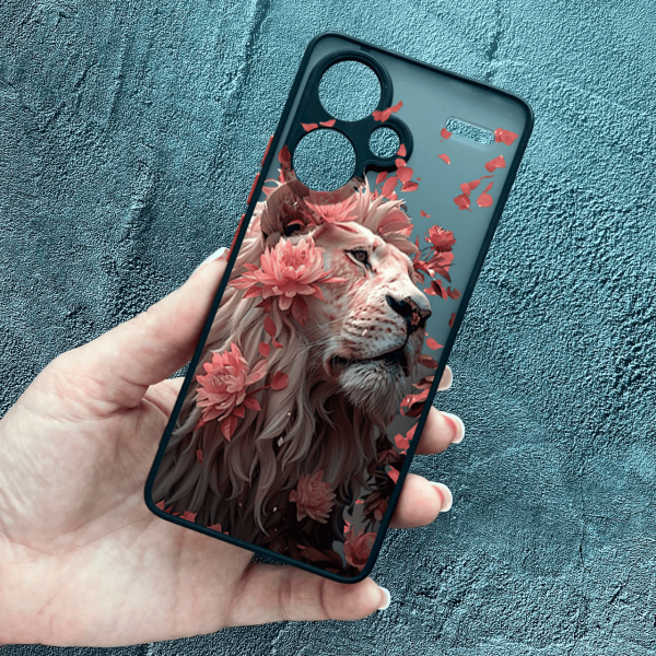 Чохол для Xiaomi Redmi Note 13 Pro Plus з захистом камери з левом та квітами