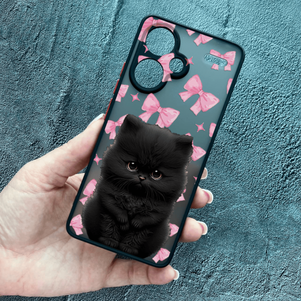 Чохол для Xiaomi Redmi Note 13 Pro Plus дитячий з захистом камери з котиком та бантиками