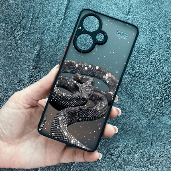Чохол для Xiaomi Redmi Note 13 Pro Plus з захистом камери зі змією з блискітками