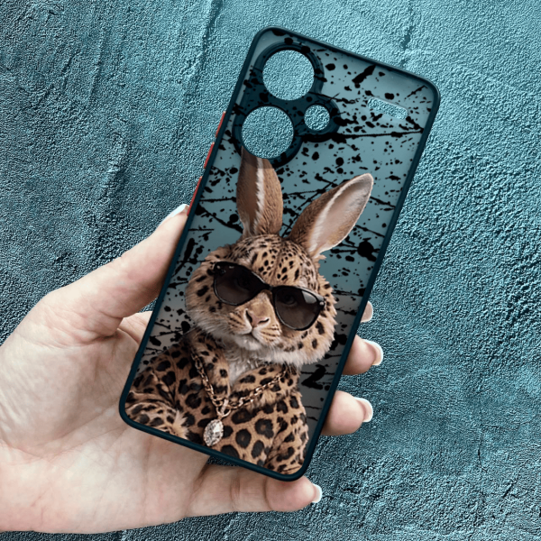 Чохол для Xiaomi Redmi Note 13 Pro Plus з захистом камери з зайцем у леопарді