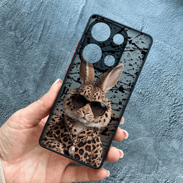 Чохол для Xiaomi Redmi Note 13 Pro 4G / Poco M6 Pro 4G / Xiaomi Redmi Note 14S з захистом камери з зайцем у леопарді