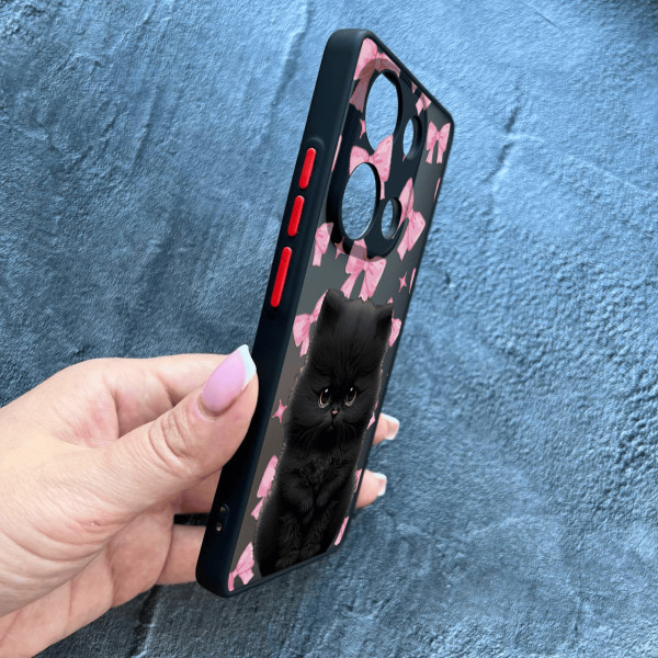Чохол для Xiaomi Redmi Note 13 Pro 4G / Poco M6 Pro 4G / Xiaomi Redmi Note 14S дитячий з захистом камери з котиком та бантиками