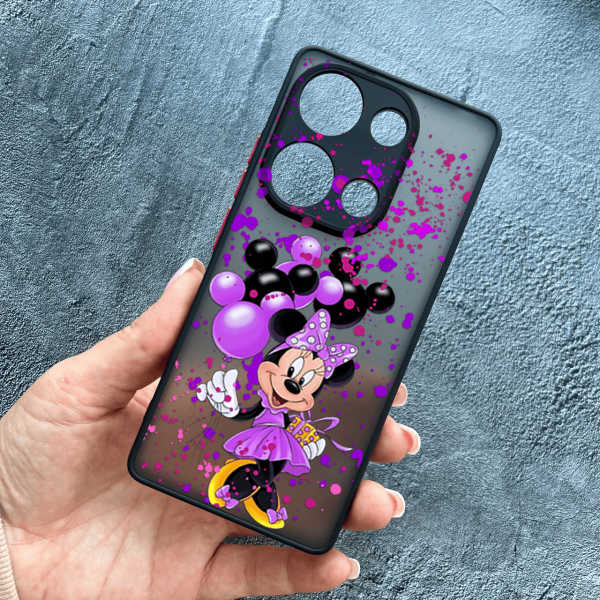 Чохол для Xiaomi Redmi Note 13 Pro 4G / Poco M6 Pro 4G / Xiaomi Redmi Note 14S дитячий з захистом камери з Мінні Маус та повітряними кульками