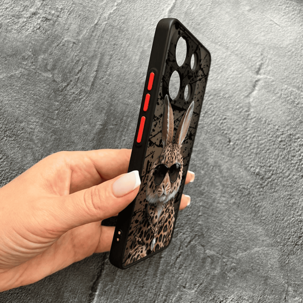 Чохол для Xiaomi Redmi Note 13 4G з захистом камери з зайцем у леопарді