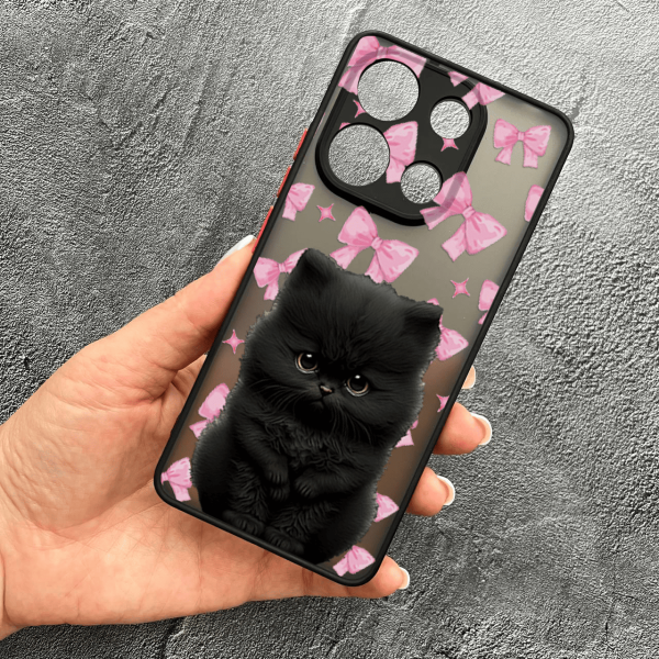 Чохол для Xiaomi Redmi Note 13 4G дитячий з захистом камери з котиком та бантиками