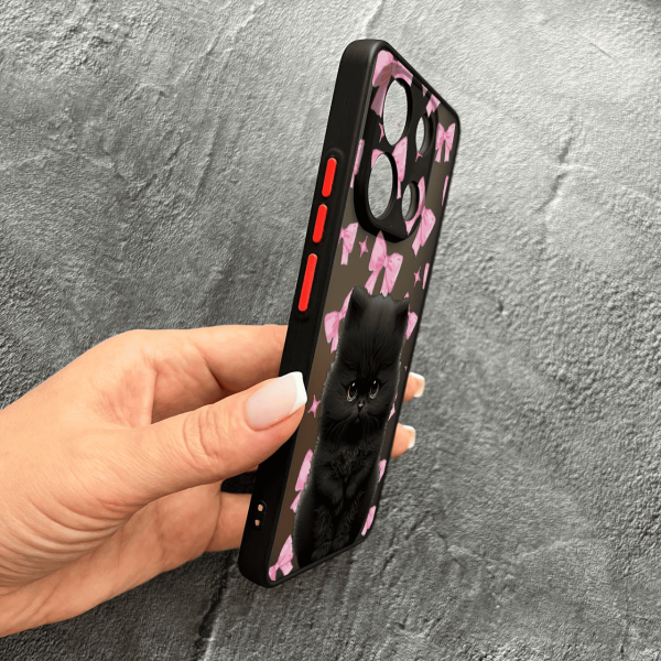 Чохол для Xiaomi Redmi Note 13 4G дитячий з захистом камери з котиком та бантиками